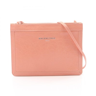 バレンシアガ BALENCIAGA ネイビー ポシェット ショルダーバッグ バッグ レザー レディース オレンジ系 【中古】