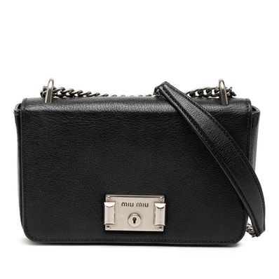 ミュウミュウ マドラス チェーン ショルダーバッグ 5BD153 ブラック レザー レディース MIUMIU 【中古】