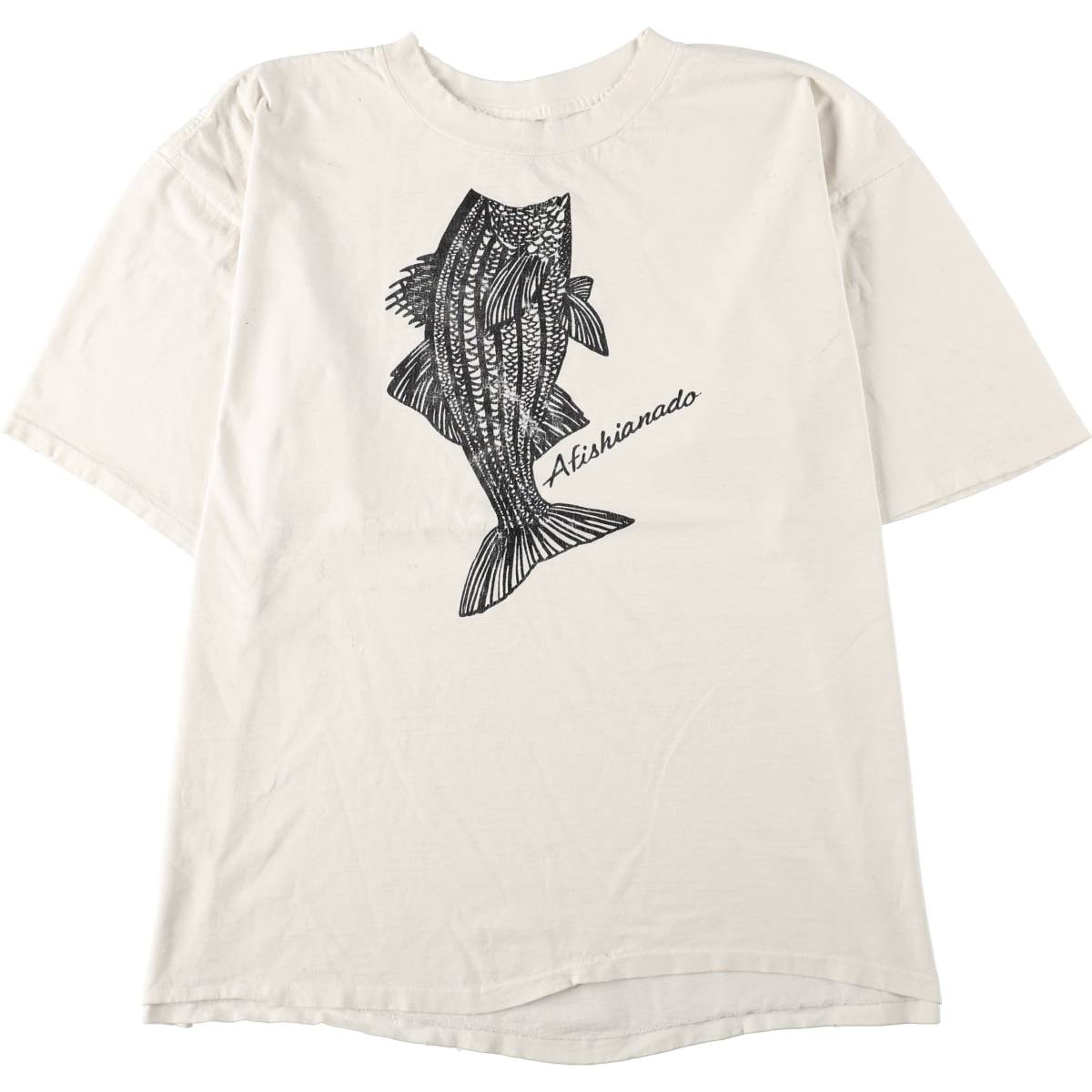 古着 90年代 コロンビア Columbia 白タグ 魚柄 半袖 プリントTシャツ USA製 メンズXXL相当 ヴィンテージ/eaa642695