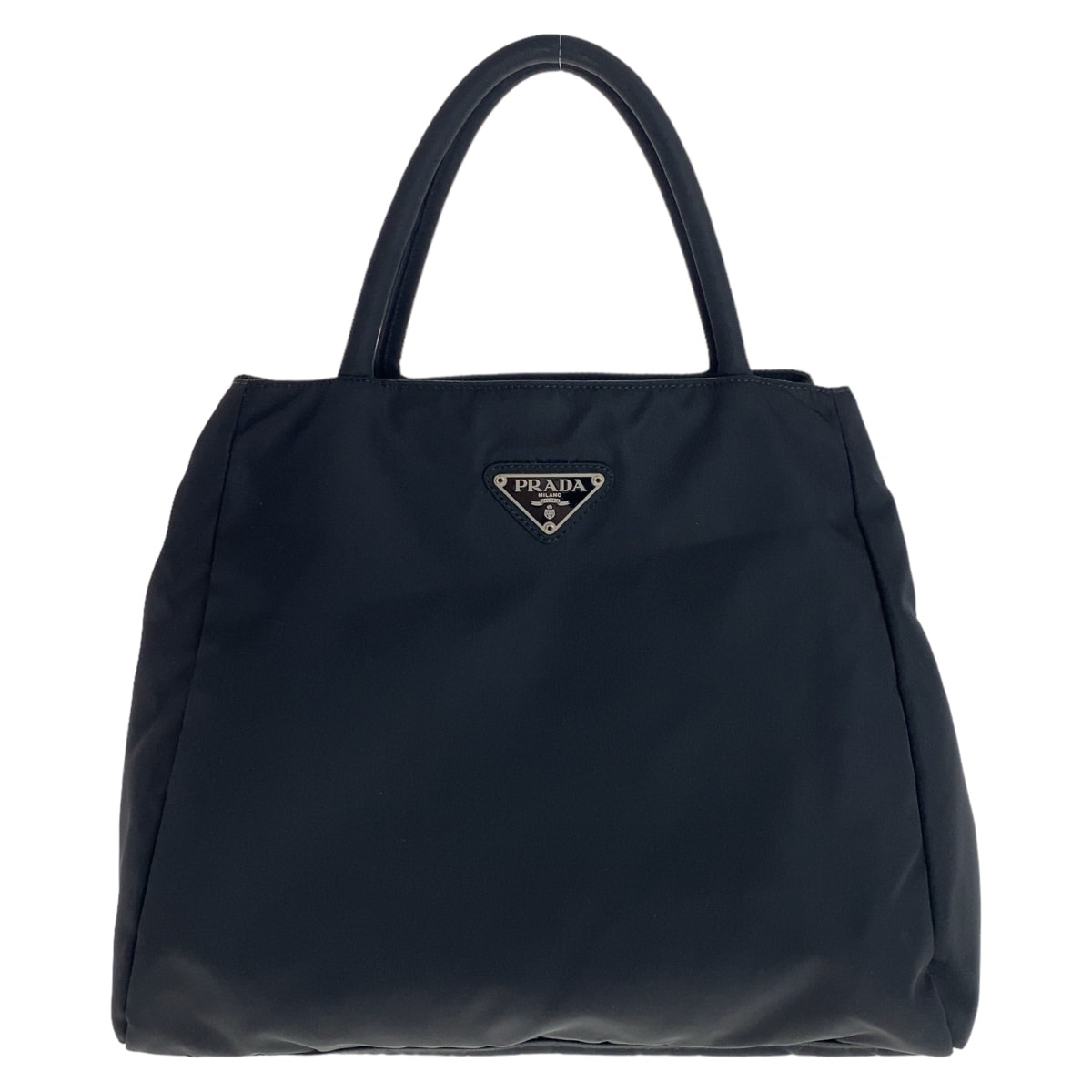PRADA プラダ テスート 三角ロゴプレート ブラック 黒 シルバー金具 ナイロン トートバッグ ハンドバッグ 600918 【中古】