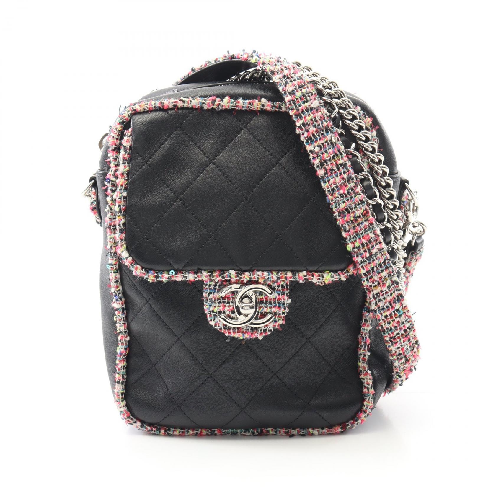 シャネル CHANEL マトラッセ ショルダーバッグ バッグ ラムスキン(羊革) ファブリック レディース ブラック系 / マルチカラー 【中古】