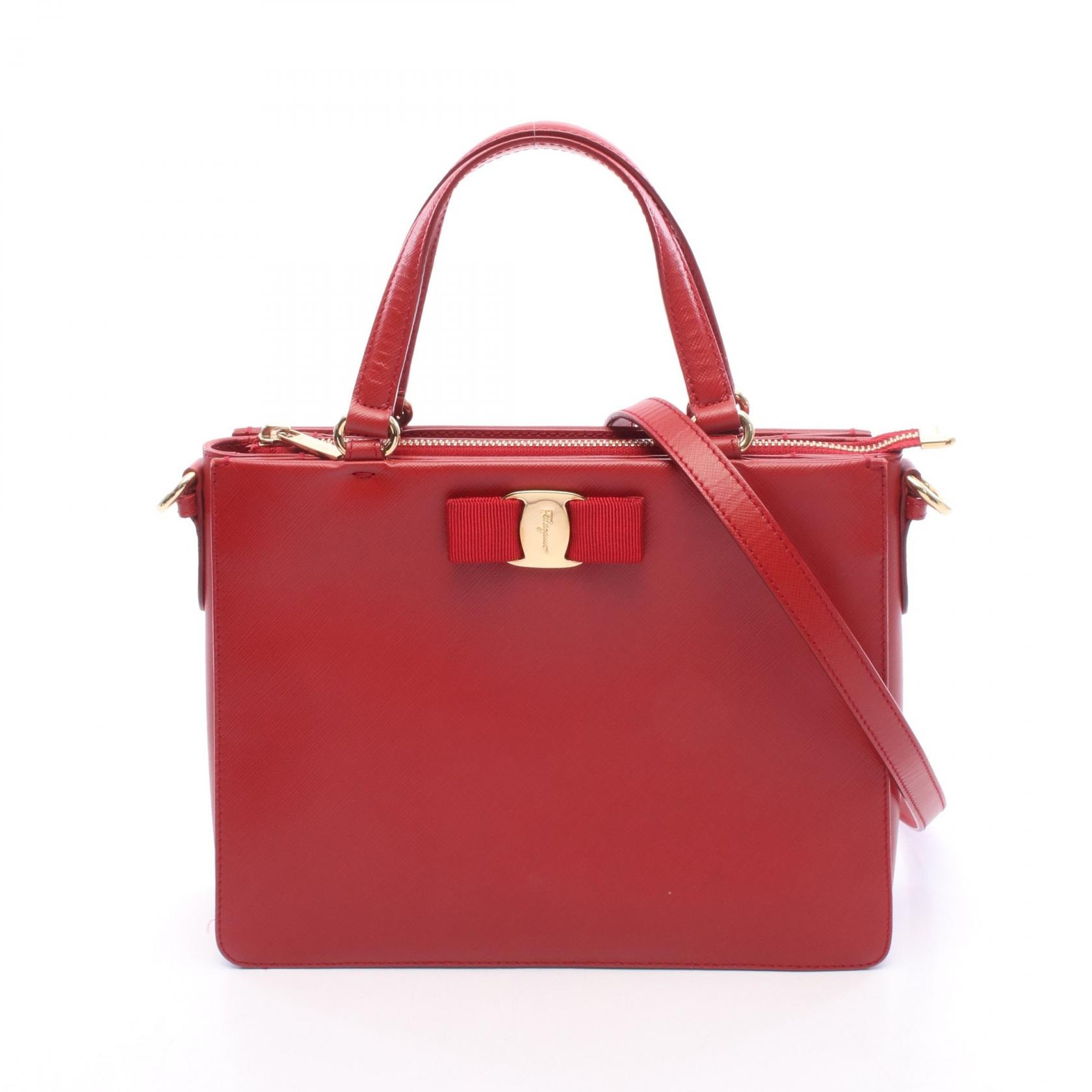 サルヴァトーレフェラガモ Salvatore Ferragamo ヴァラリボン 2WAY ハンドバッグ バッグ レザー レディース レッド系 【中古】