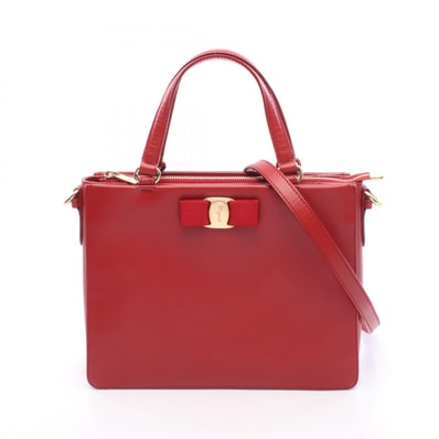 サルヴァトーレフェラガモ Salvatore Ferragamo ヴァラリボン 2WAY ハンドバッグ バッグ レザー レディース レッド系 【中古】
