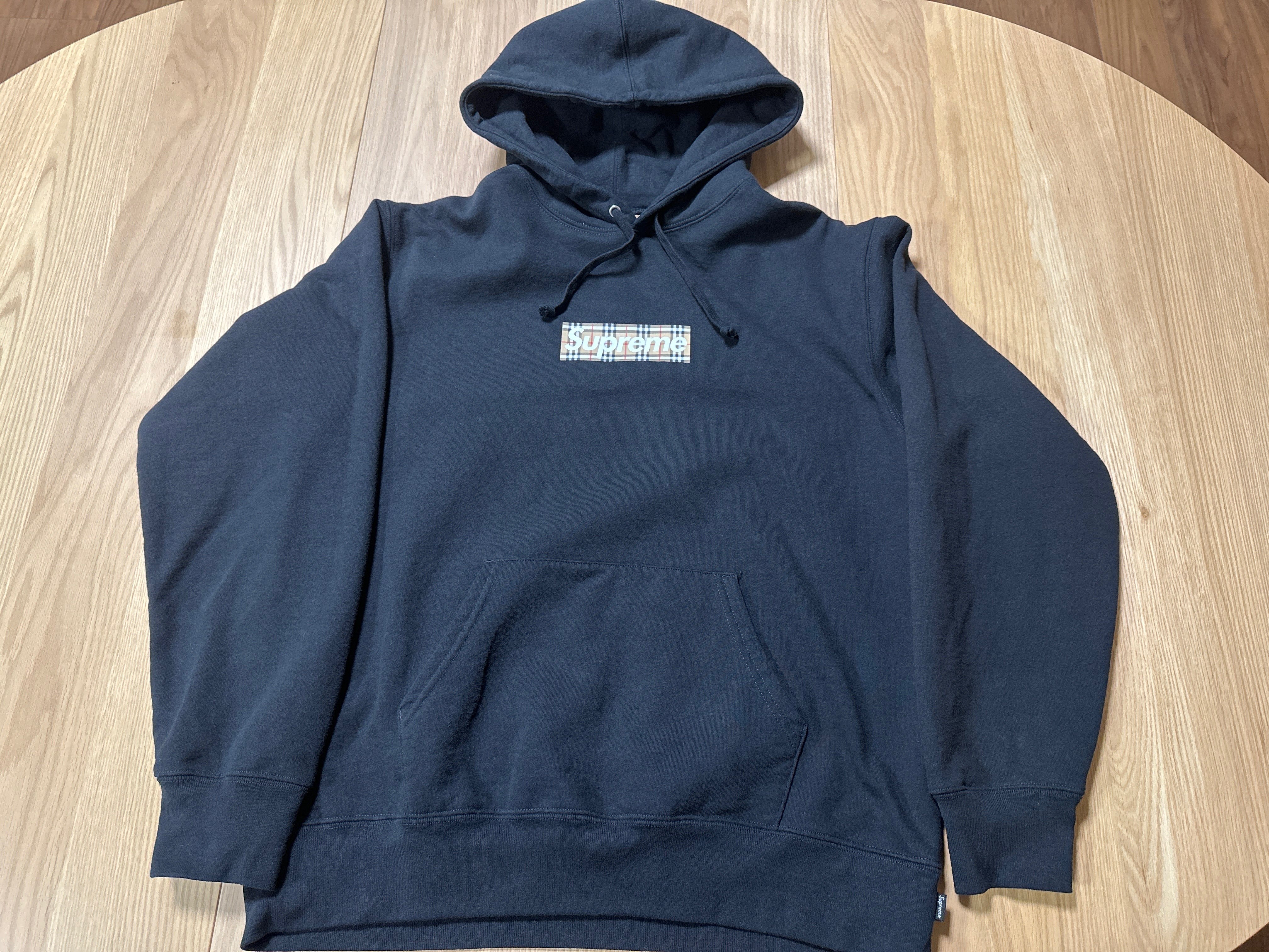 Supreme / Burberry Box Logo Hooded Sweatshirt "Black"