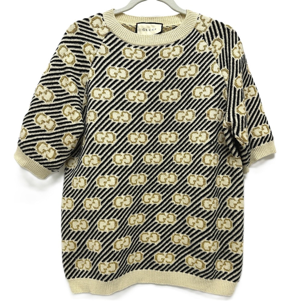 グッチ GUCCI ラメ GG柄 GA37394 アパレル ワンピース ウール ホワイト