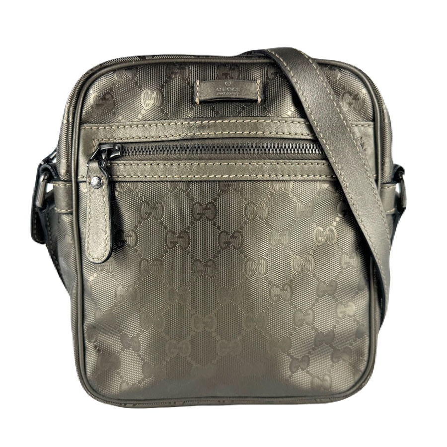 グッチ GUCCI 斜め掛けショルダーバッグ GGインプリメ PVC/レザー カーキ ユニセックス 233268【中古】 z8630