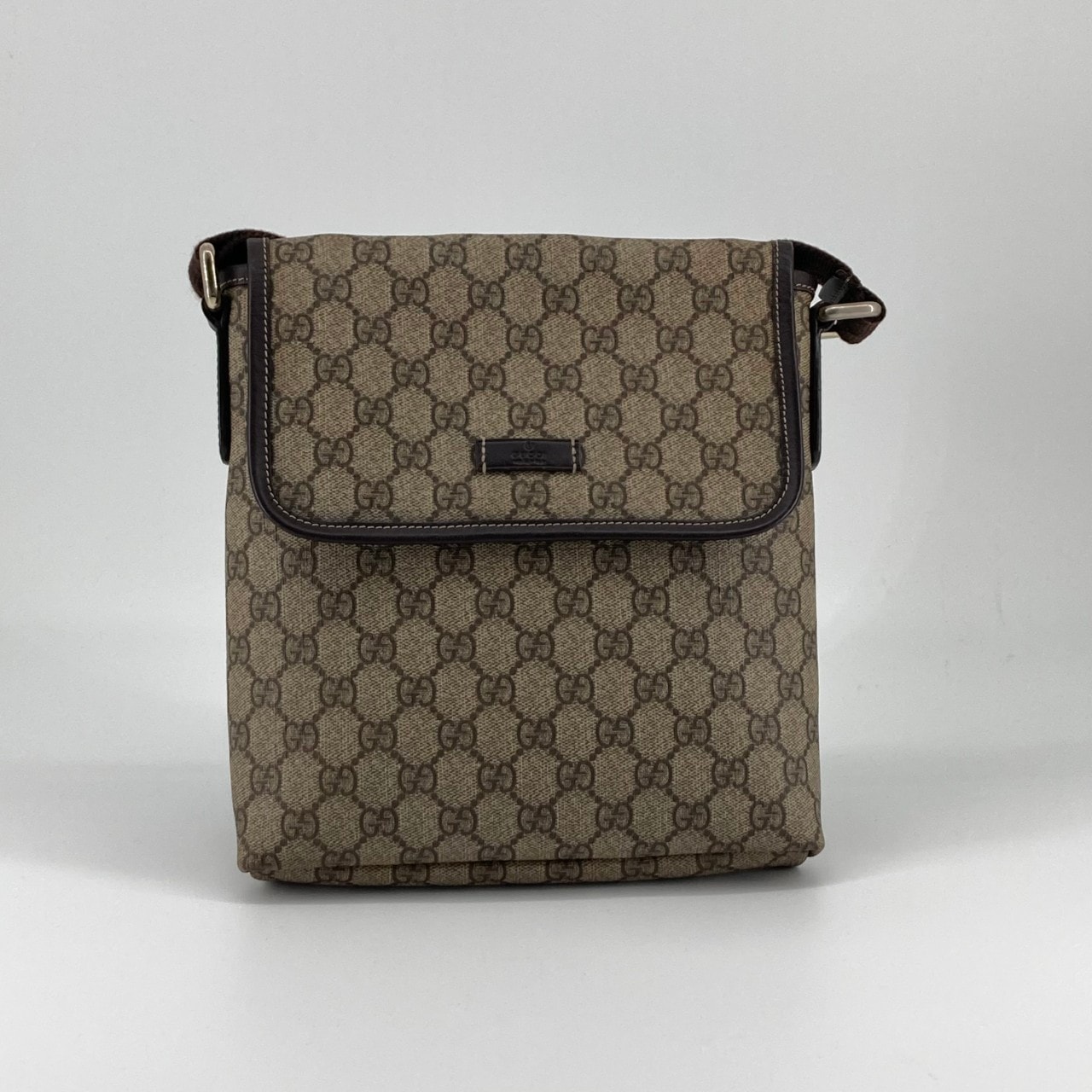 GUCCI(グッチ) GGスプリーム フラップ 223666 ショルダーバッグ ベージュ×ダークブラウン