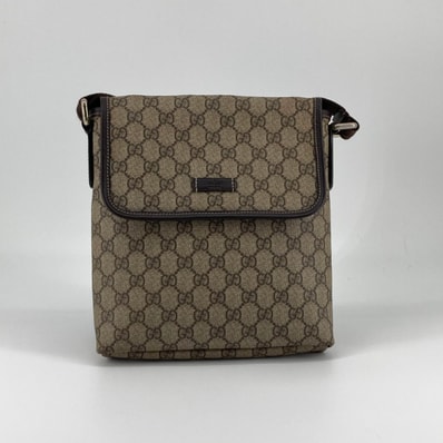 GUCCI(グッチ) GGスプリーム フラップ 223666 ショルダーバッグ ベージュ×ダークブラウン