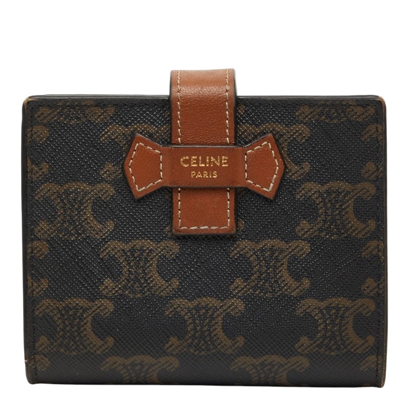 セリーヌ マカダム 二つ折り財布 ブラウン PVC レディース CELINE 【中古】