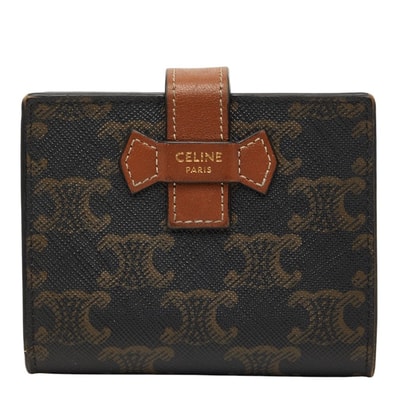 セリーヌ マカダム 二つ折り財布 ブラウン PVC レディース CELINE 【中古】