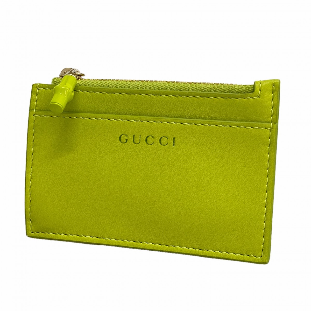 【6gd4767-k】グッチ コインケース バンブー 828174 レザー ライトグリーン ゴールド金具【中古】レディース