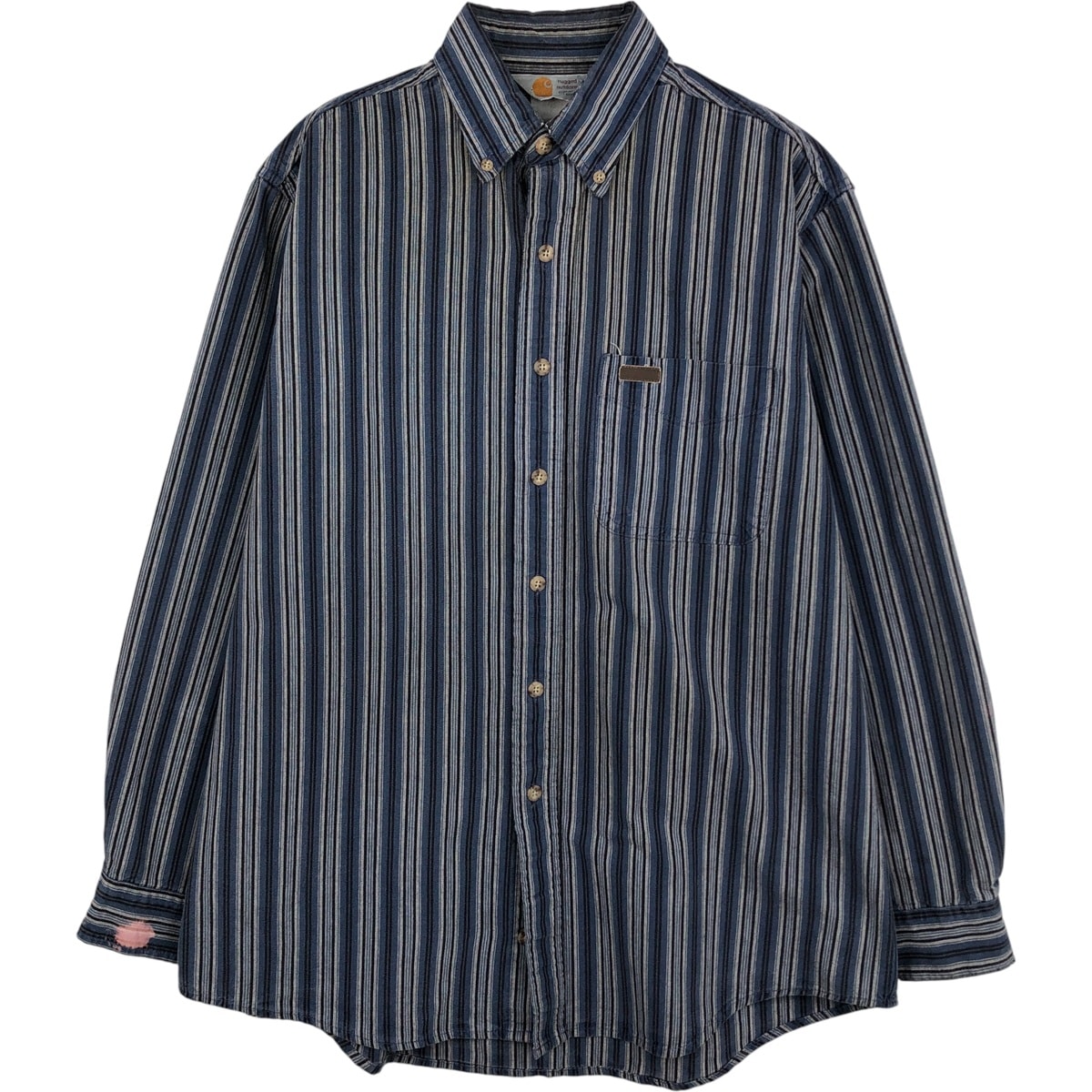古着 カーハート Carhartt ストライプ柄 マルチストライプ 長袖 ボタンダウン ワークシャツ メンズL相当/eaa610926