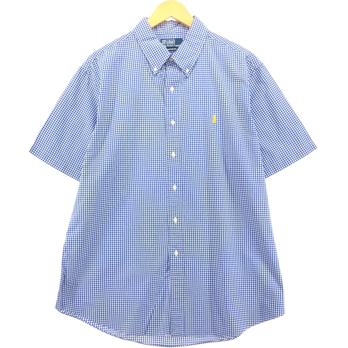 古着 ラルフローレン Ralph Lauren CUSTOM FIT 半袖 ボタンダウン チェックシャツ メンズXXL相当/eaa560654