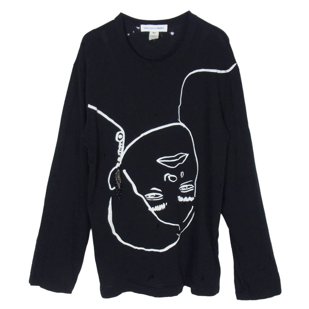 COMME des GARCONS コムデギャルソン W14076X SHIRS シャツ Agathe Gonnet アガット・ゴネ グラスビーズ ニット カットソー ブラック系 L【中古】