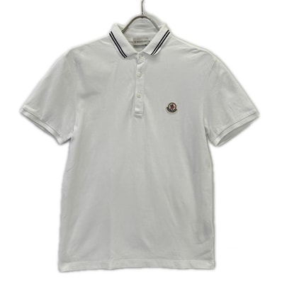 モンクレール ホワイト ロゴ 半袖ポロシャツ M