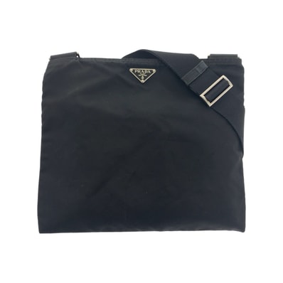 PRADA プラダ テスート 三角ロゴプレート ブラック 黒 シルバー金具 ナイロン ショルダーバッグ メッセンジャーバッグ 602414 【中古】