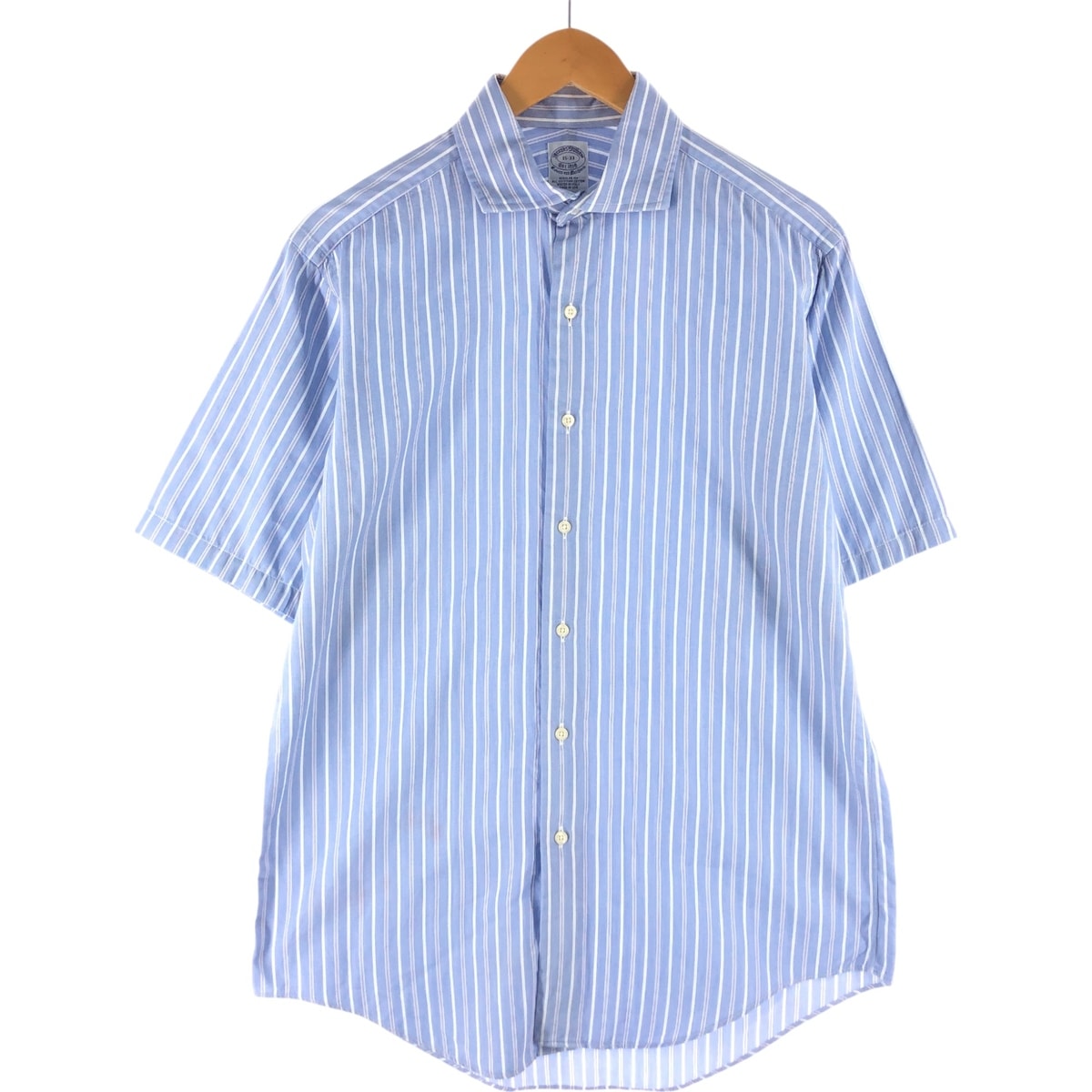古着 ブルックスブラザーズ Brooks Brothers 1818 REGENT 半袖 コットン ストライプシャツ USA製 メンズM相当/eaa560836