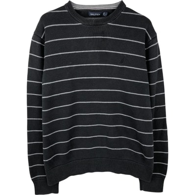 古着 ノーティカ NAUTICA ボーダー柄 コットンニットセーター メンズM相当/eaa399678