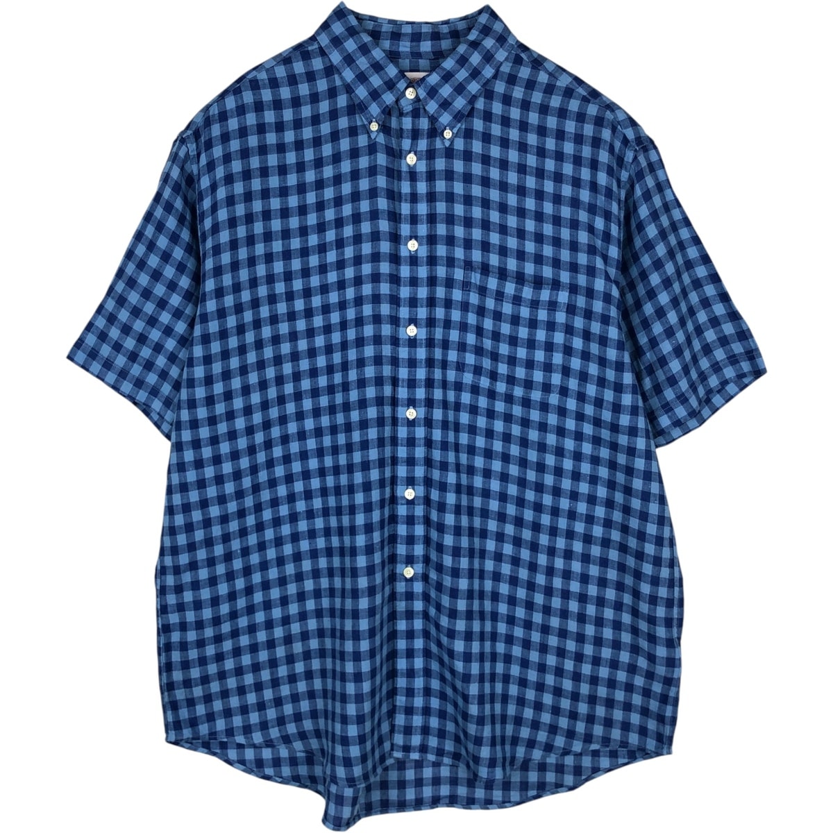 古着 ブルックスブラザーズ Brooks Brothers 346 チェック柄 半袖 リネン ボタンダウンシャツ メンズXL相当/eaa650615