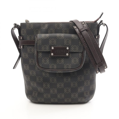 ロエベ LOEWE アナグラム ショルダーバッグ バッグ PVCコーティングキャンバス レザー レディース グレー系 / ブラウン系 【中古】