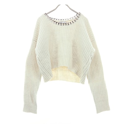 美品 ZARA ザラ 長袖 チェーン ニット S ホワイト