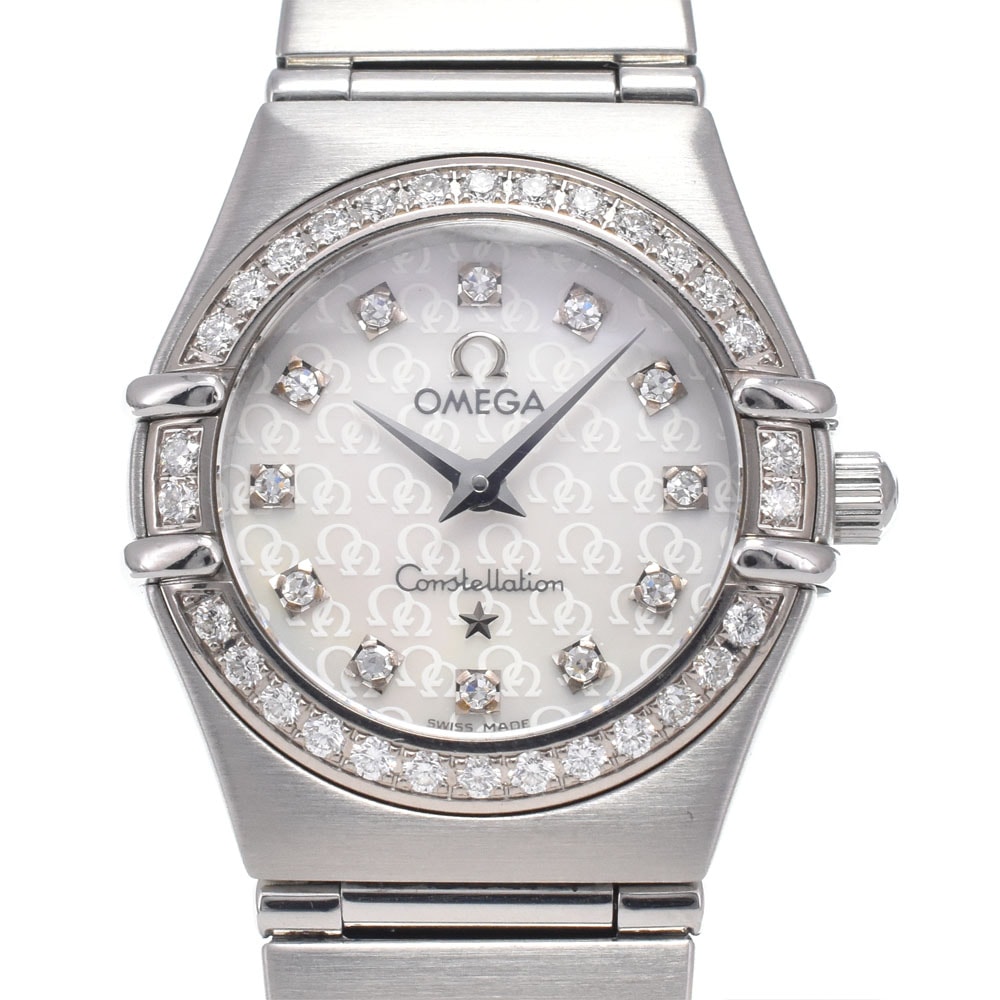 値下 オメガ OMEGA 1460.75 コンステレーション ミニ ベゼルダイヤ 12P ダイヤモンド クォーツ レディース 美品 腕時計 N#148607
