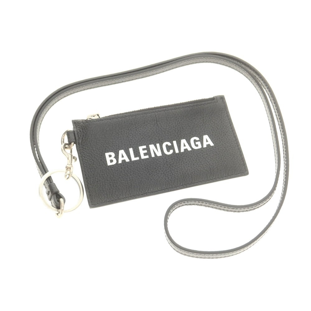 【中古】バレンシアガ BALENCIAGA レザー ストラップ コインケース ブラック【ユニセックス】