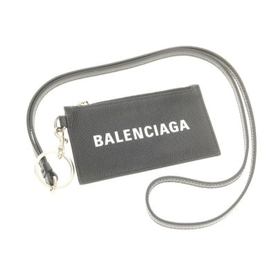 【中古】バレンシアガ BALENCIAGA レザー ストラップ コインケース ブラック【ユニセックス】