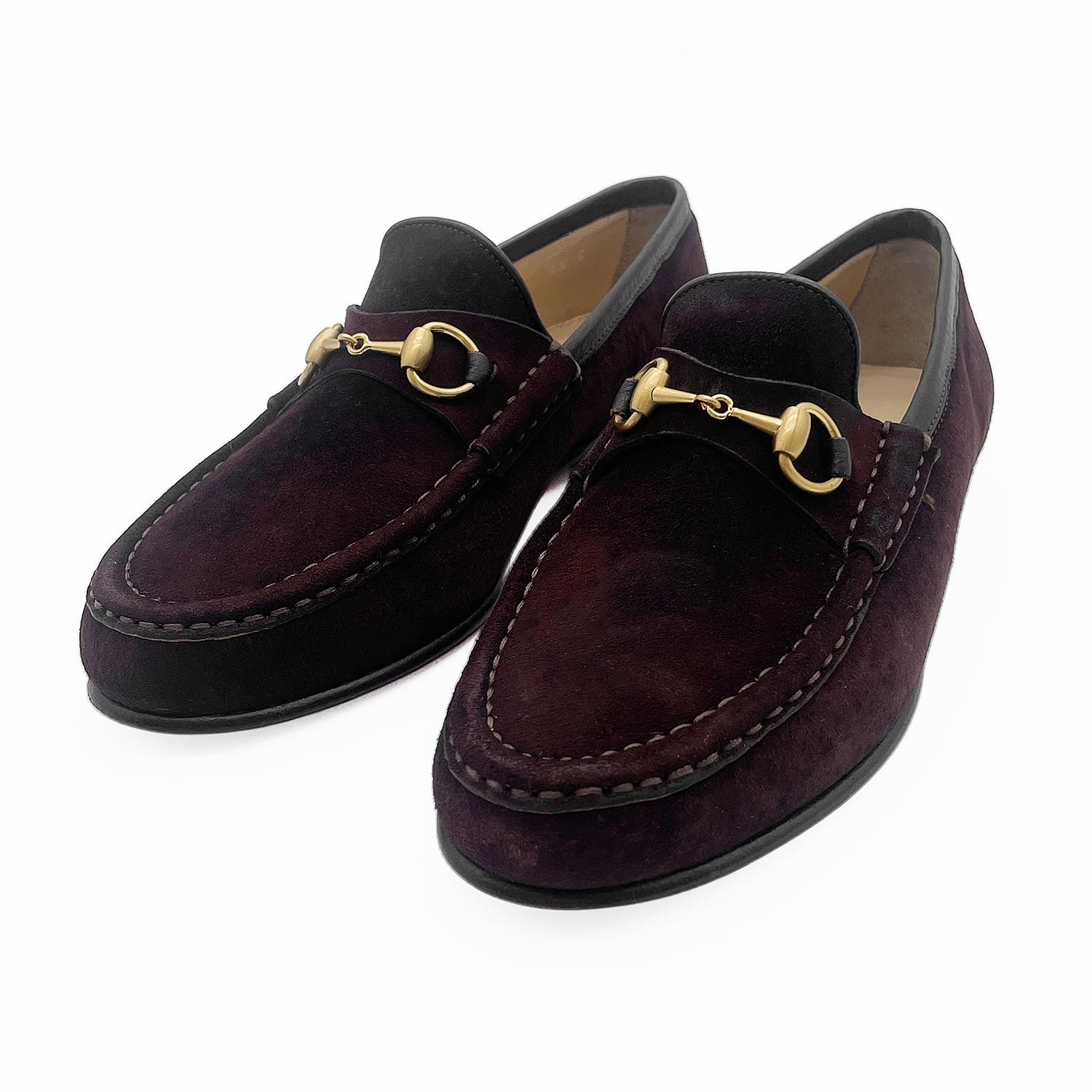 GUCCI グッチ 5ハーフ ホースビット ヴィンテージ ローファー
 モカシン 革靴 スエードレザー 5 1/2 ブラウン レディース
 【中古】