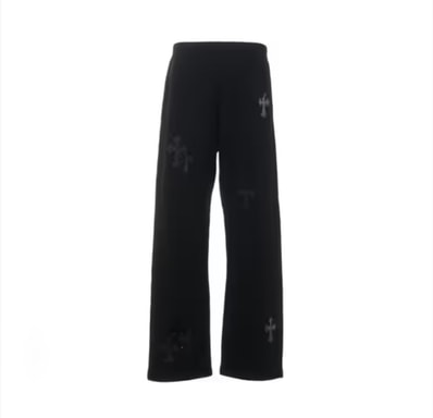 Chrome Hearts Y Not Multicolor Leather Cross Patch Sweatpants "Black"
