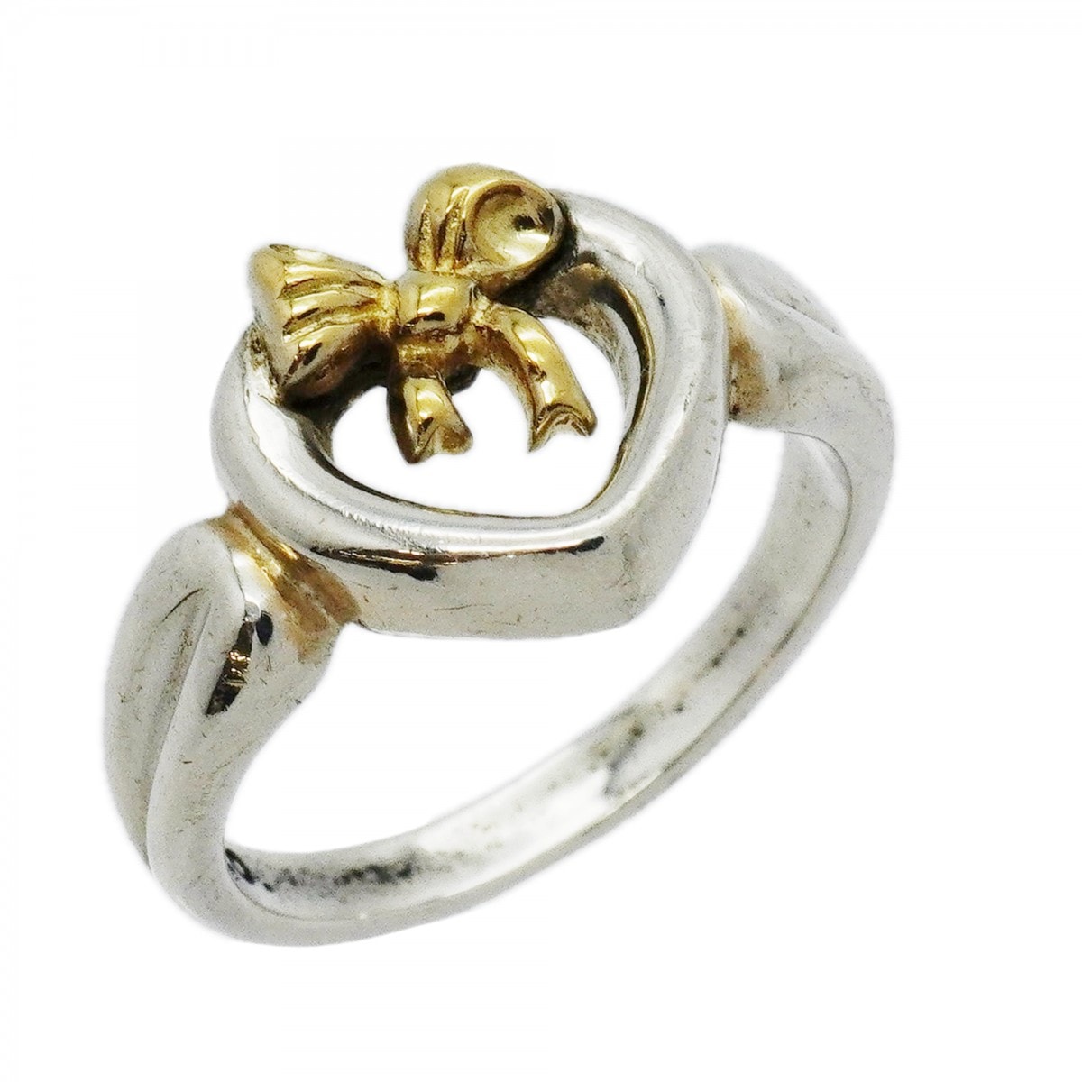 【6jcb0679-k】ティファニー リング ハートリボン K18YG イエローゴールド シルバー925 8号【中古】レディース