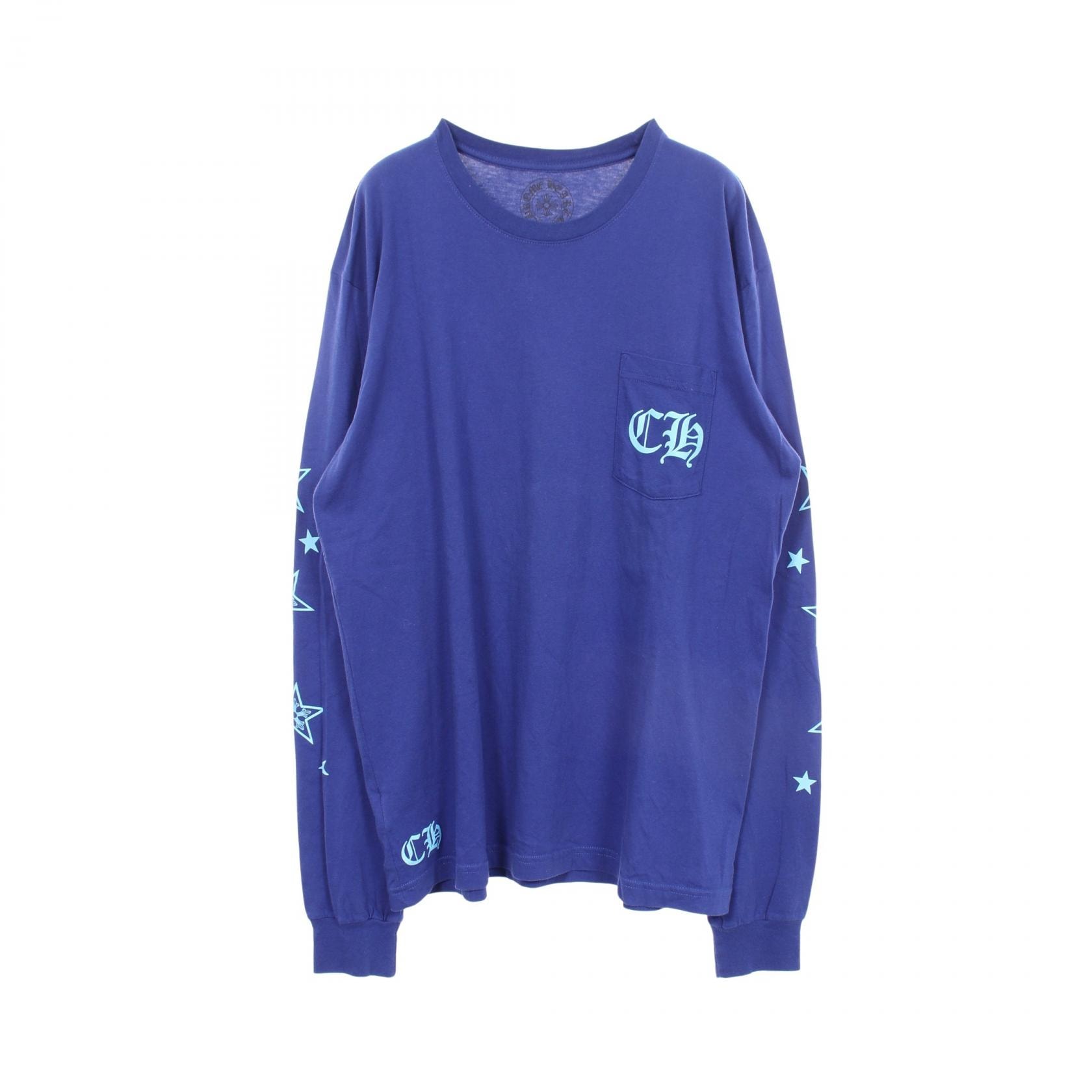 クロムハーツ CHROME HEARTS CHロゴ 長袖Tシャツ 衣料品 トップス コットン メンズ ブルー系 【中古】