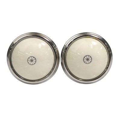 エルメス HERMES イヤリング 七宝焼き メタル/エナメル シルバー/オフホワイト レディース【中古】 e62334a