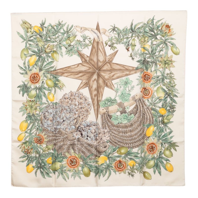 C (やや傷や汚れあり)】エルメス カレ90 PASSIFLORES パッション C (やや傷や汚れあり)】エルメス カレ90 PASSIFLORES パッション