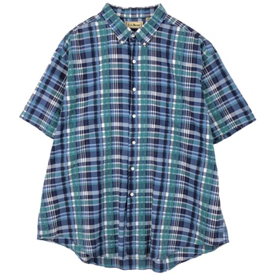 古着 ~90年代 エルエルビーン L.L.Bean シアサッカー 半袖 ボタンダウン チェックシャツ メンズXXL相当 ヴィンテージ/eaa623290