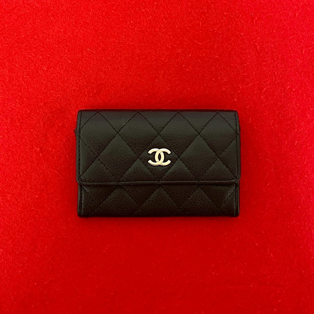 CHANEL シャネル マトラッセ キャビアスキン カードケース ブラック
 95239