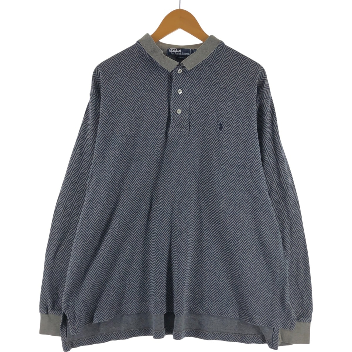 古着 ラルフローレン Ralph Lauren POLO by Ralph Lauren ヘリンボーン 長袖 ポロシャツ メンズXL相当/eaa535313