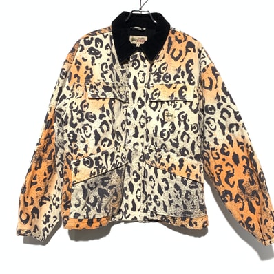 STUSSY WASHED CANVAS SHOP JACKET LEOPARD