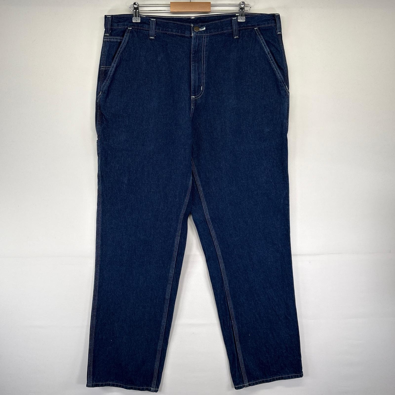 古着 カーハート Carhartt デニム パンツ サイドポケット ジップフライ ワーク ペインター 大きいサイズ W40×L34  ブルー系 メンズ