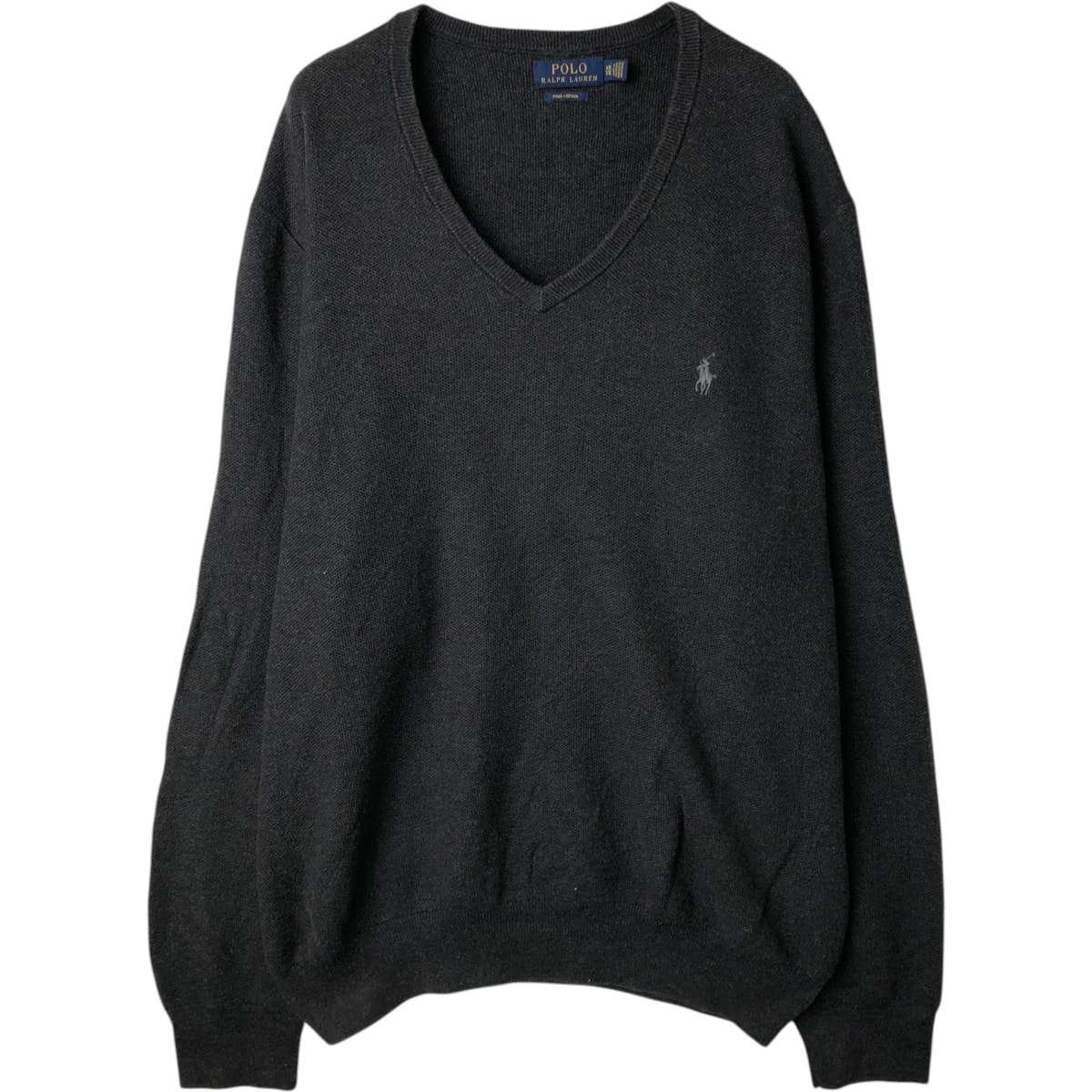 古着 ラルフローレン Ralph Lauren POLO by Ralph Lauren Vネック ピマコットンニットセーター メンズXXL相当/eaa627559