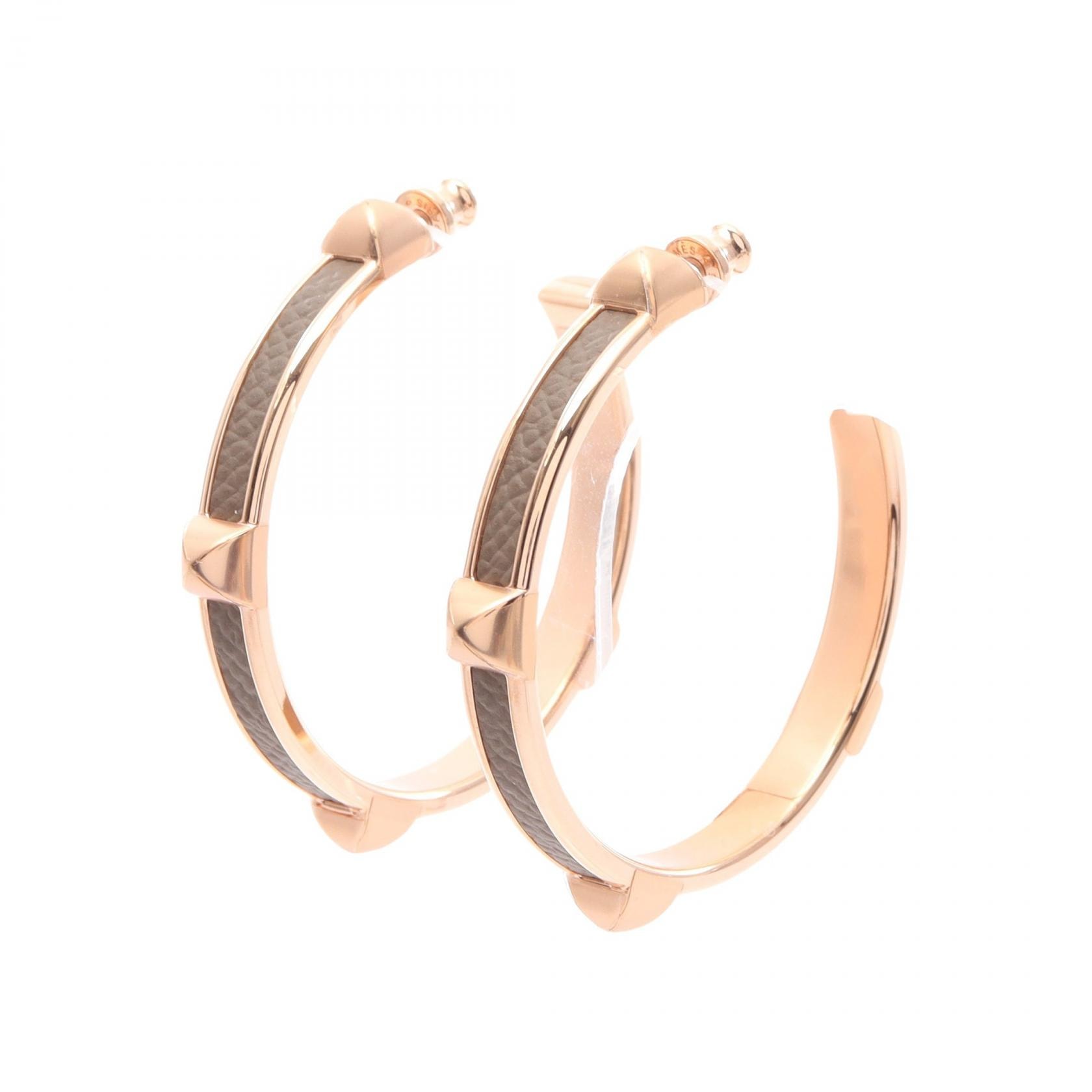 エルメス HERMES アテナ GM ピアス ジュエリー ステンレススチール レディース ゴールド系 / グレー系 【中古】