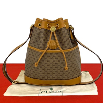 GUCCI グッチ マイクロGG ロゴ 金具 PVC レザー ショルダーバッグ ブラウン
13847
