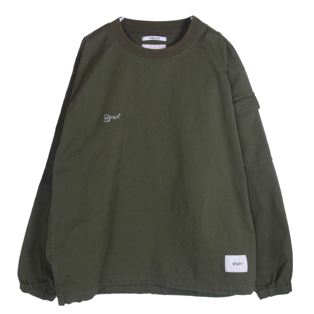 WTAPS ダブルタップス スウェット 21AW 212BRDT-SHM05 COTTON TWILL SMOCK LS コットンツイル プルオーバー クルーネック 長袖 スモック カーキ カーキ系 X03【中古】