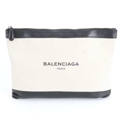 バレンシアガ420407 セカンドバッグ レザー×キャンバス