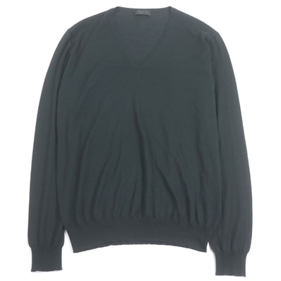 美品 プラダ ニット ダークグリーン メンズ 54 UMB221