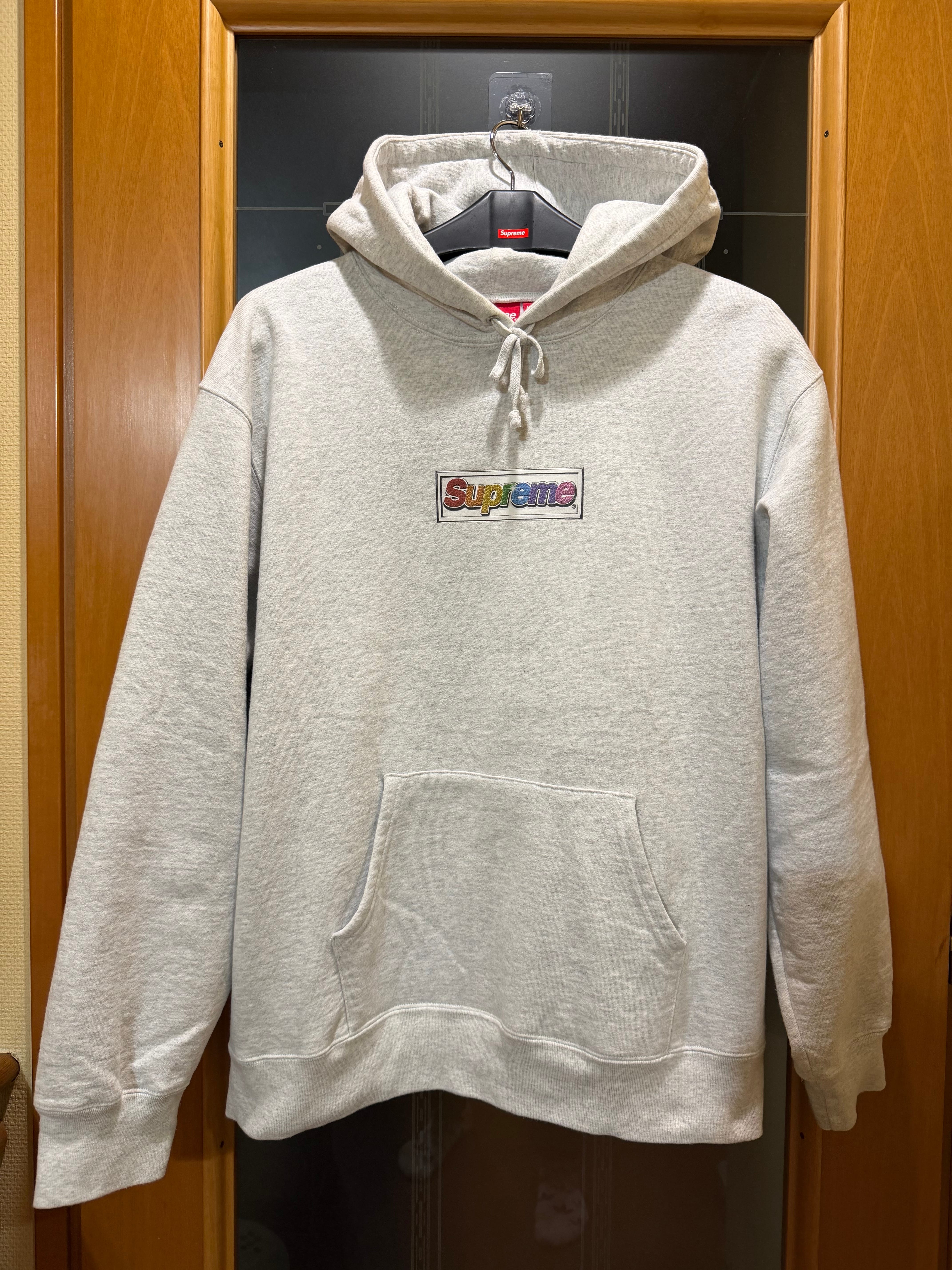 Supreme Bling Box Logo Hooded Sweatshirt "Ash Grey"