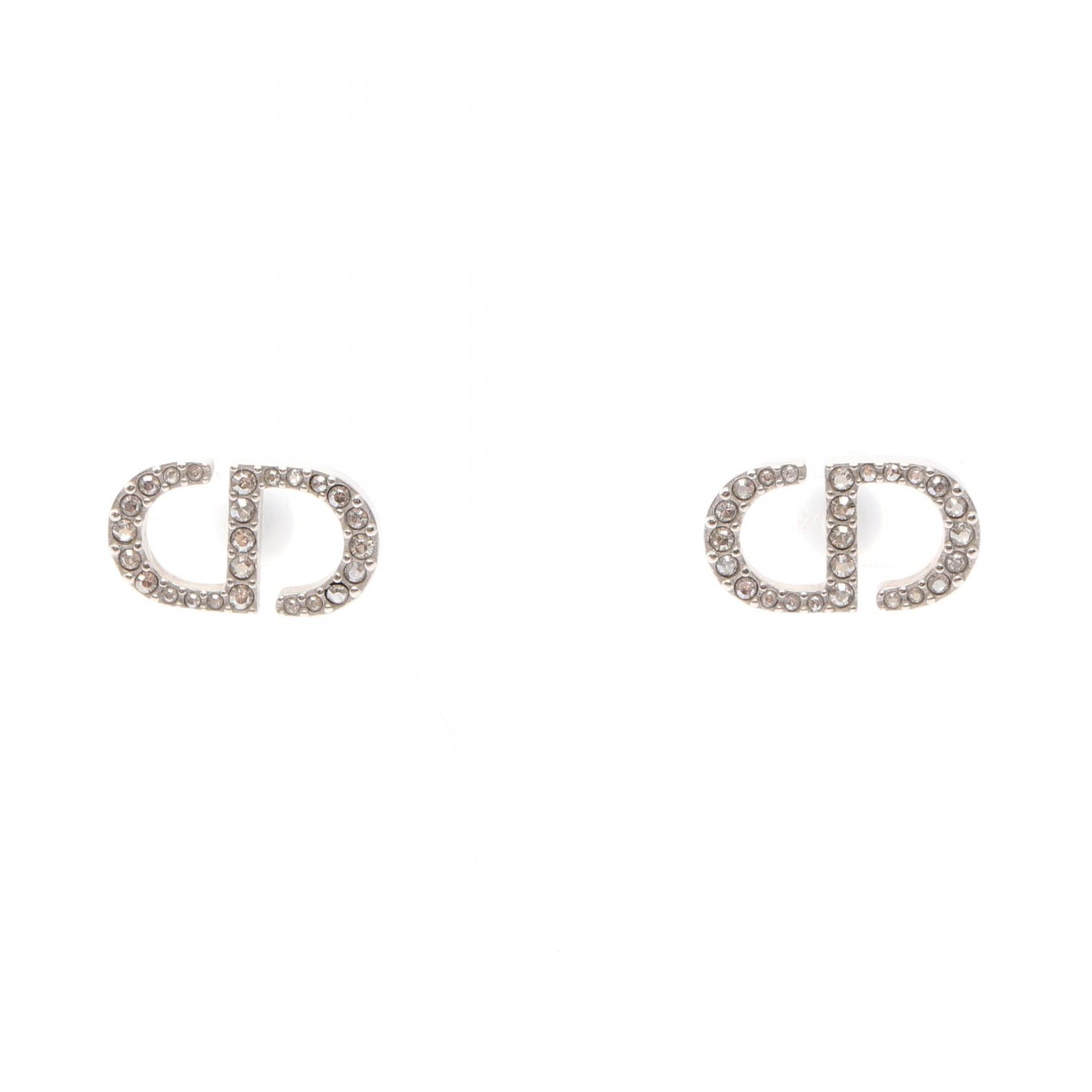 ディオール Dior Petit CD スタッド ピアス ジュエリー ステンレススチール ラインストーン レディース シルバー系 【中古】