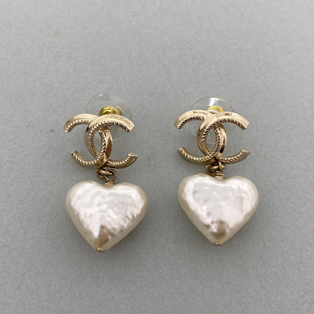 CHANEL シャネル ココマーク ハート ピアス ピアス GP フェイクパール ゴールド  レディース【中古】