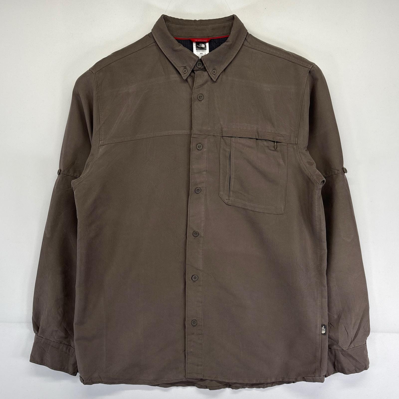 古着 ザ・ノースフェイス THE NORTH FACE 長袖シャツ ボタンダウン 裏地メッシュ アウトドア ワンポイントロゴ L  ブラウン メンズ