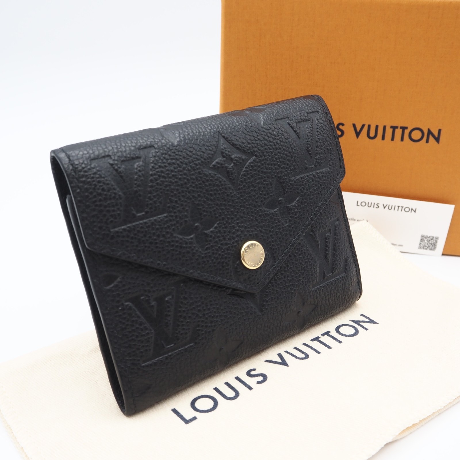 美品 LOUIS VUITTON ルイ・ヴィトン モノグラム アンプラント ポルトフォイユ ヴィクトリーヌ ノワール M64060 三つ折り財布 ブラック カーフレザー レディース